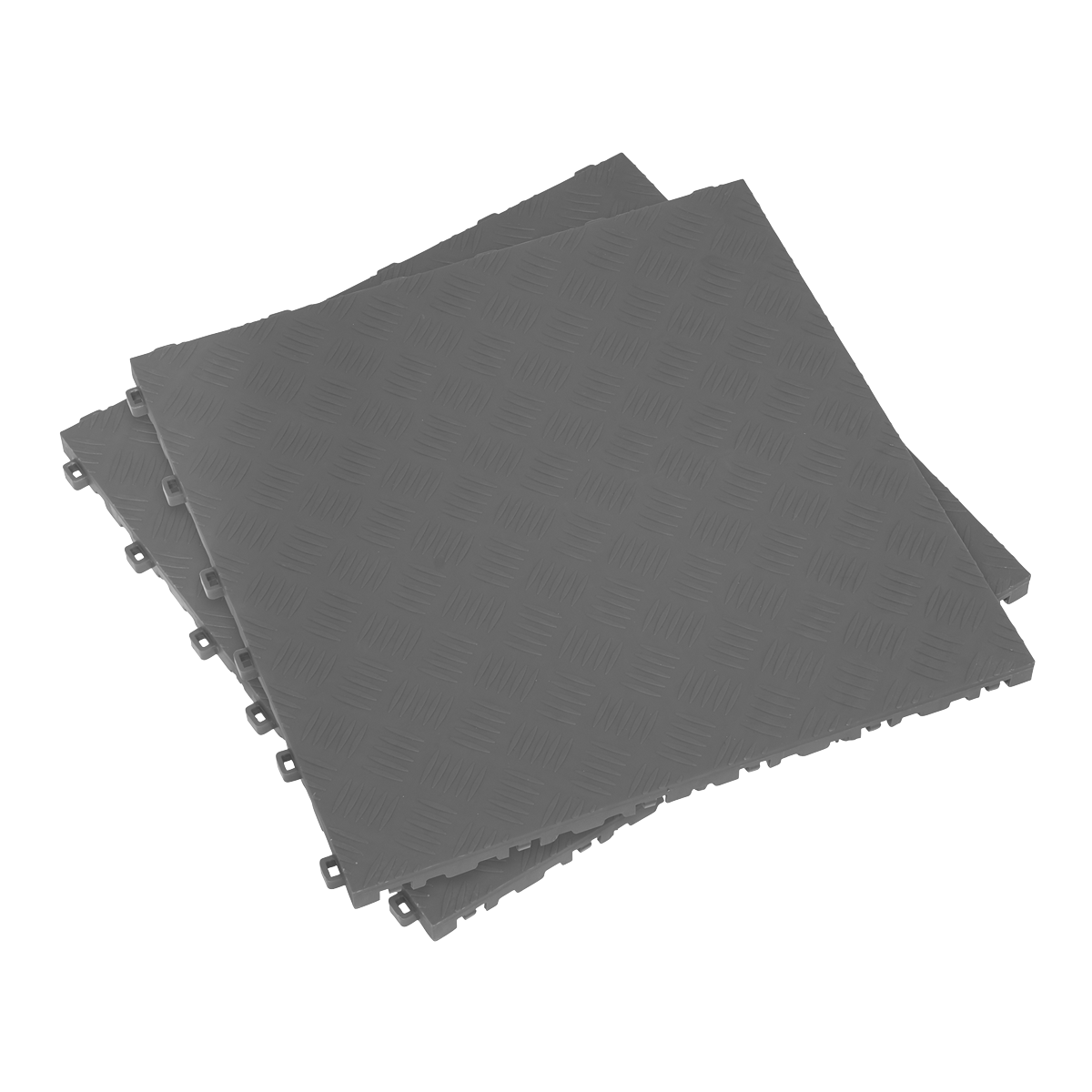 Polypropylene Floor Tile 400 x 400mm, Grey Treadplate - Pack of 9 FT3G