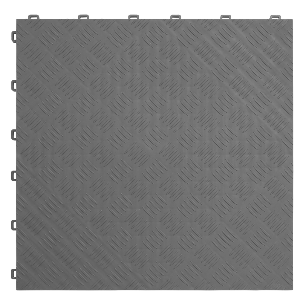 Polypropylene Floor Tile 400 x 400mm, Grey Treadplate - Pack of 9 FT3G