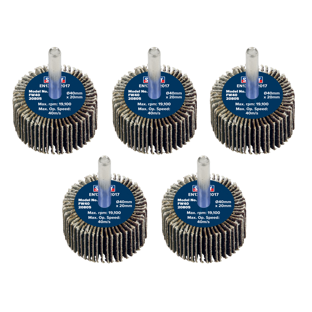 40 x 20mm Abrasive Flap Wheel with 6mm Shaft 80Grit - Pack of 5 FW4020805