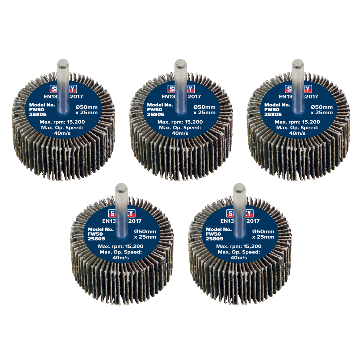 50 x 25mm Abrasive Flap Wheel with 6mm Shaft 80Grit - Pack of 5 FW5025805