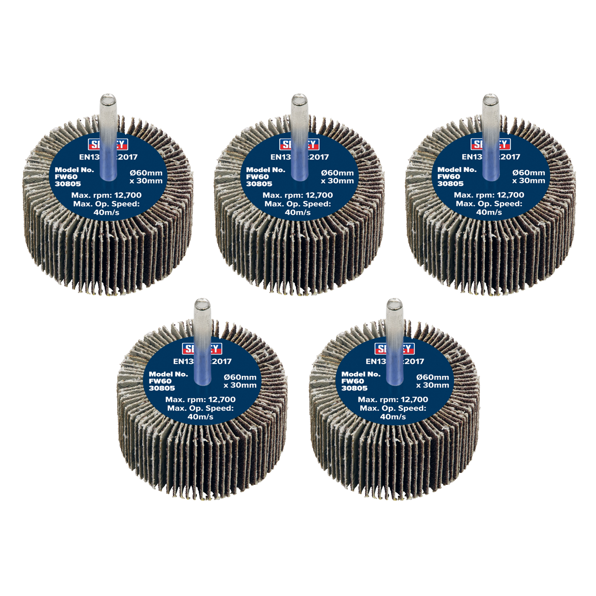 60 x 30mm Abrasive Flap Wheel with 6mm Shaft 80Grit - Pack of 5 FW6030805