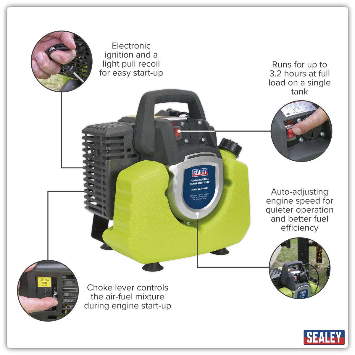 1000W Inverter Generator 2-Stroke Engine 230V G1000I