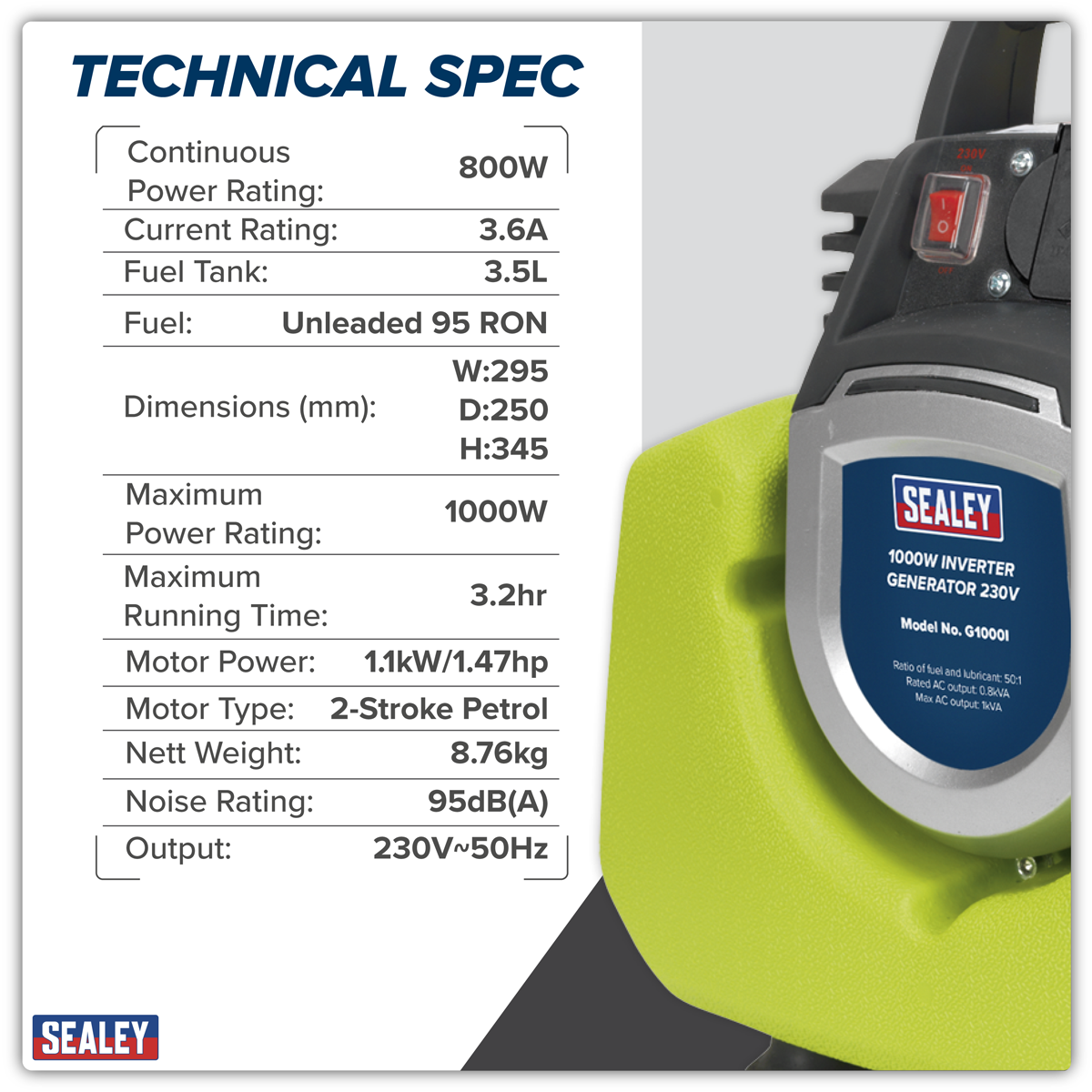 1000W Inverter Generator 2-Stroke Engine 230V G1000I