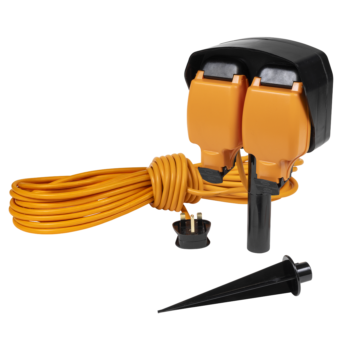15m Weatherproof Extension Lead & Ground Spike 2 x 230V GCR15S