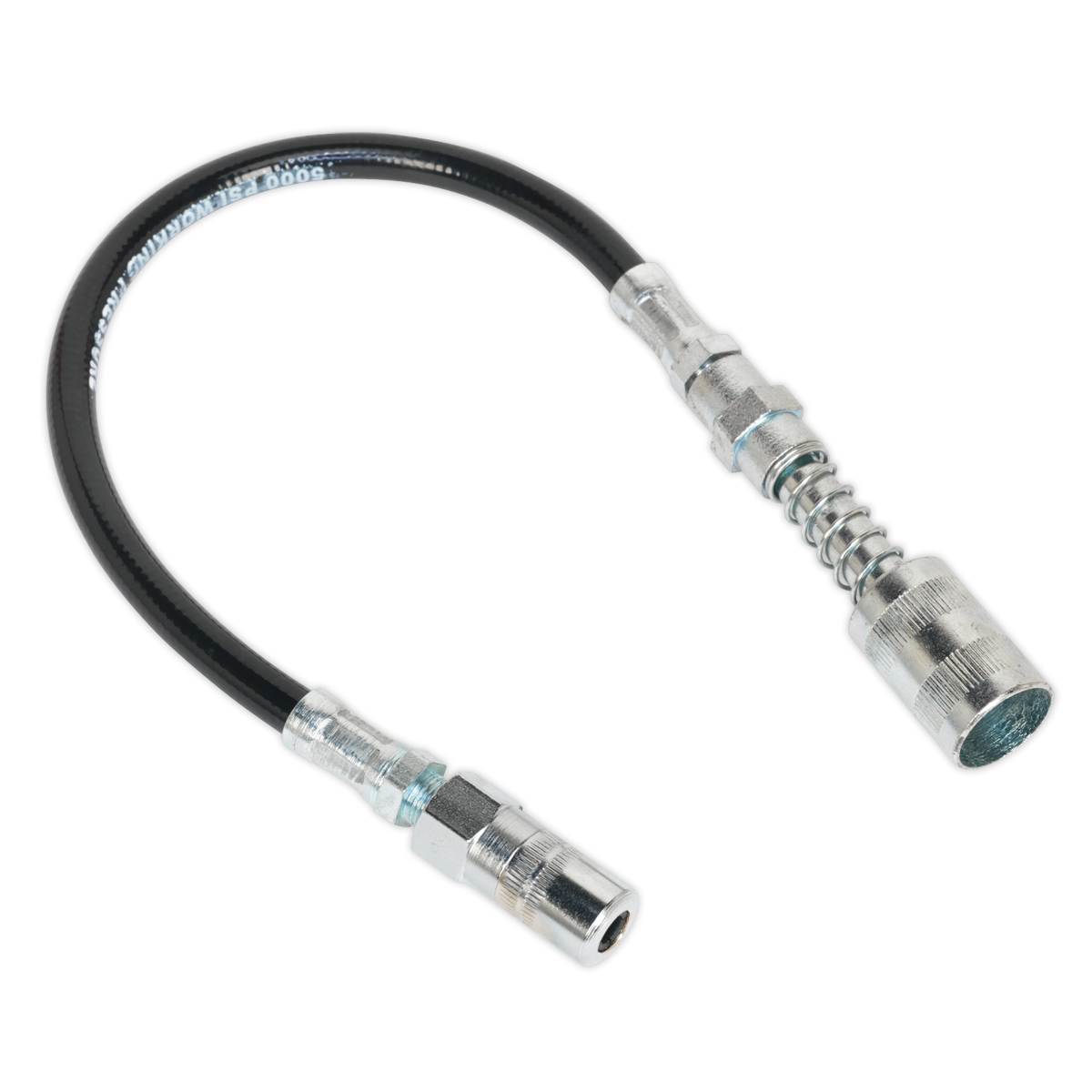 Flexible Rubber Grease Gun Delivery Hose with 4-Jaw Connector & Quick Release Coupling 300mm GGSF300