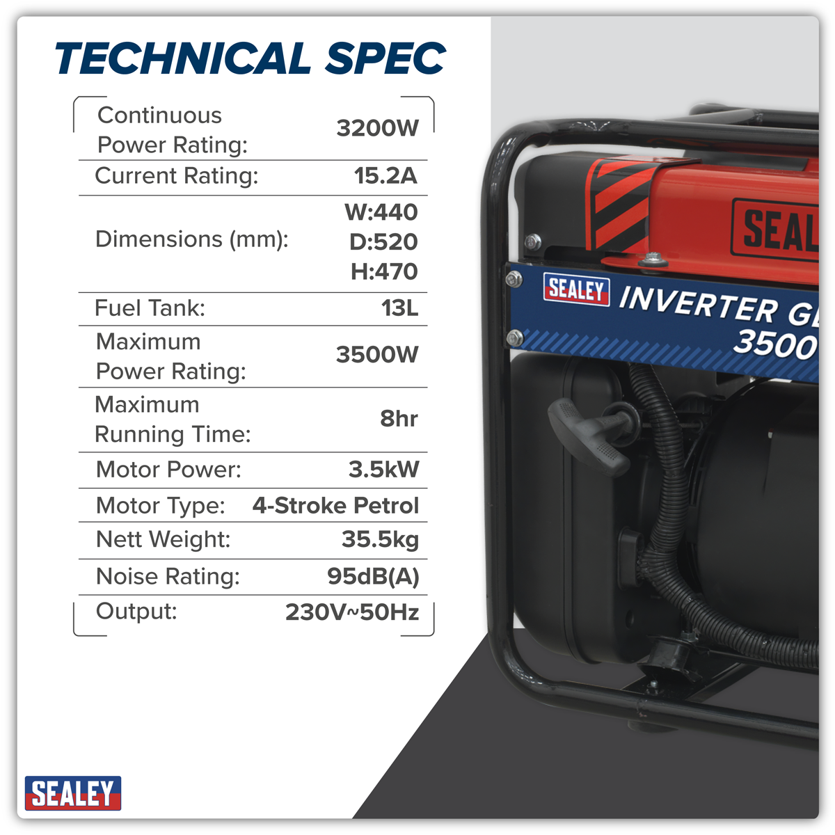 3500W Inverter Generator 4-Stroke Engine 230V GI3500