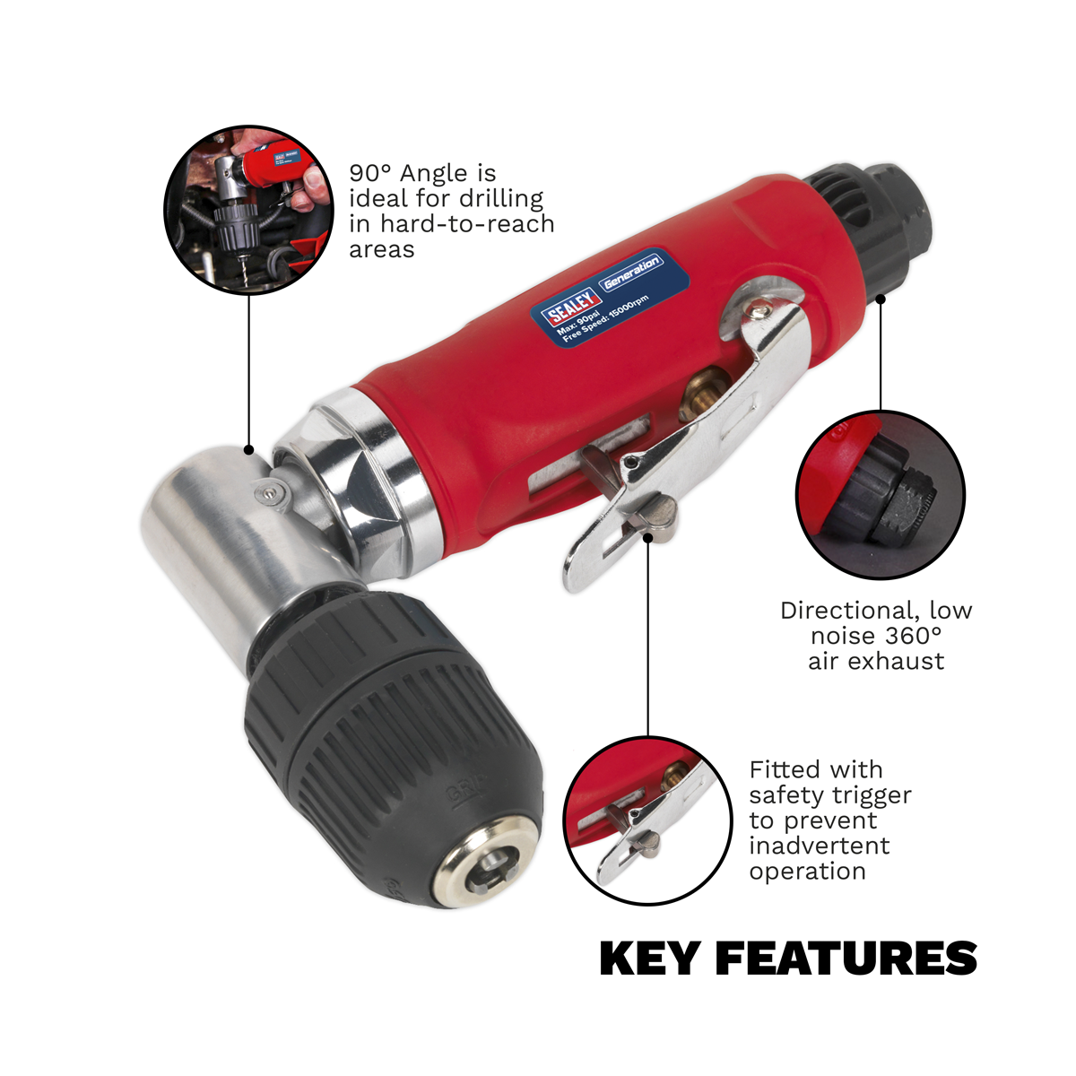 Air Angle Drill with Keyless Chuck 10mm GSA231