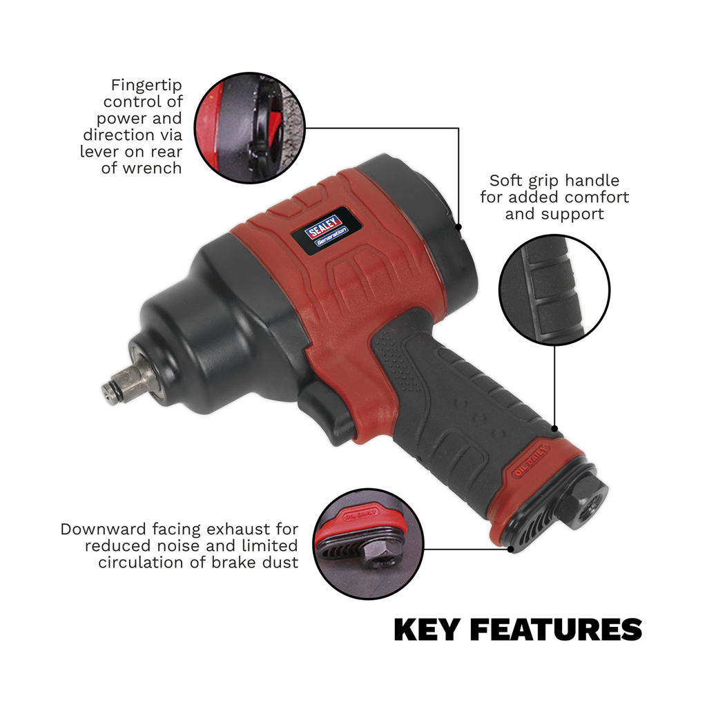 Composite Twin Hammer Air Impact Wrench 3/8"Sq Drive GSA6000