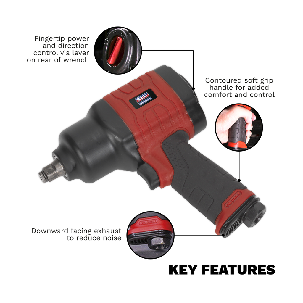 Composite Twin Hammer Air Impact Wrench 1/2"Sq Drive GSA6002