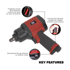 Composite Twin Hammer Air Impact Wrench 1/2"Sq Drive GSA6002