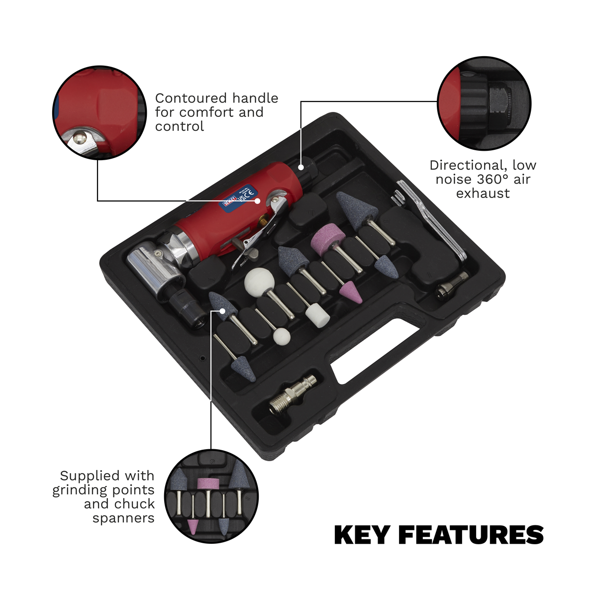 90° Angle Air Die Grinder Kit 15pc GSA675