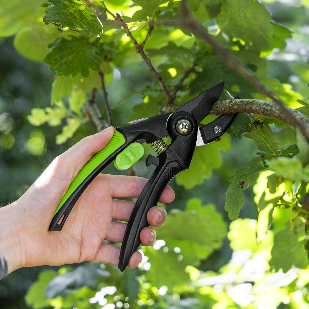 Anvil Secateurs with Soft Grip Handle, Safety Lock & Carbon Steel Blade GTSG002