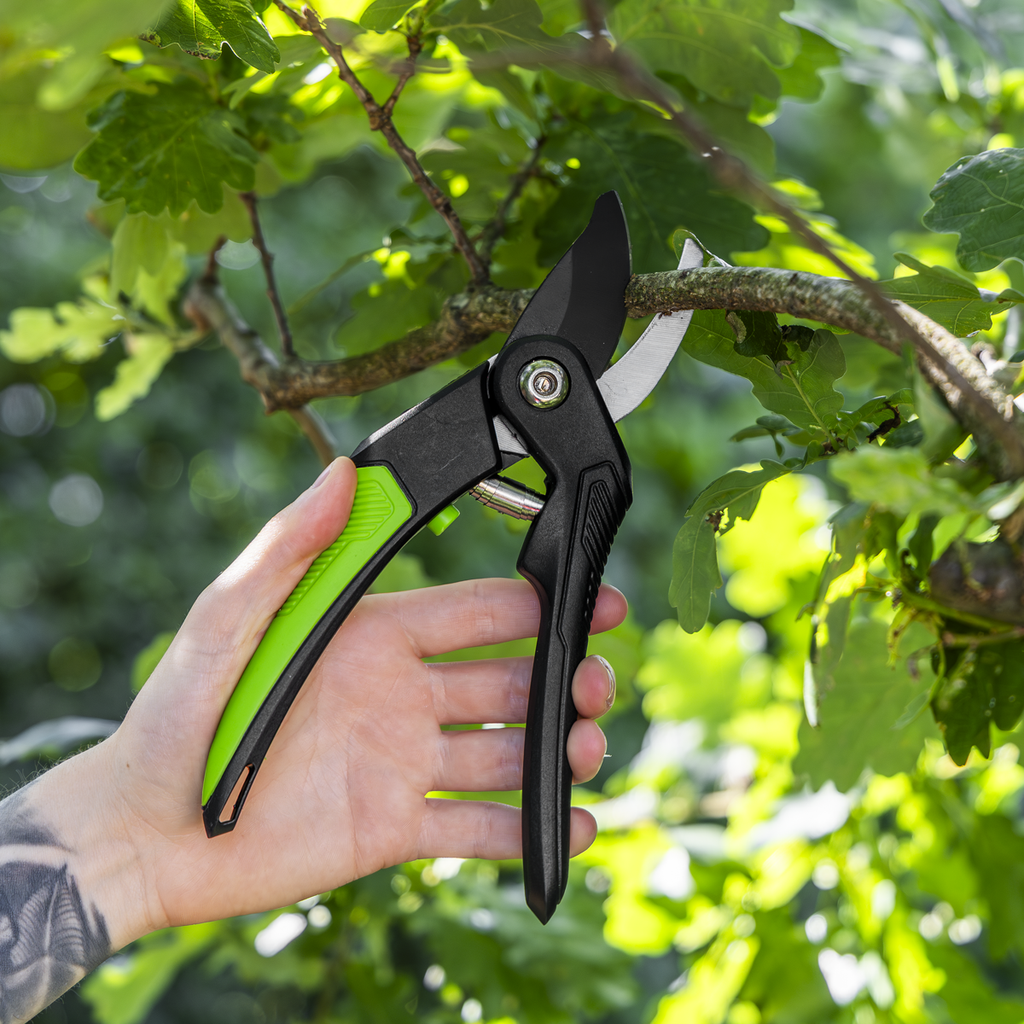 Bypass Secateurs with Soft Grip Handle, 3-Stage Safety Lock & Carbon Steel Blade GTSG004