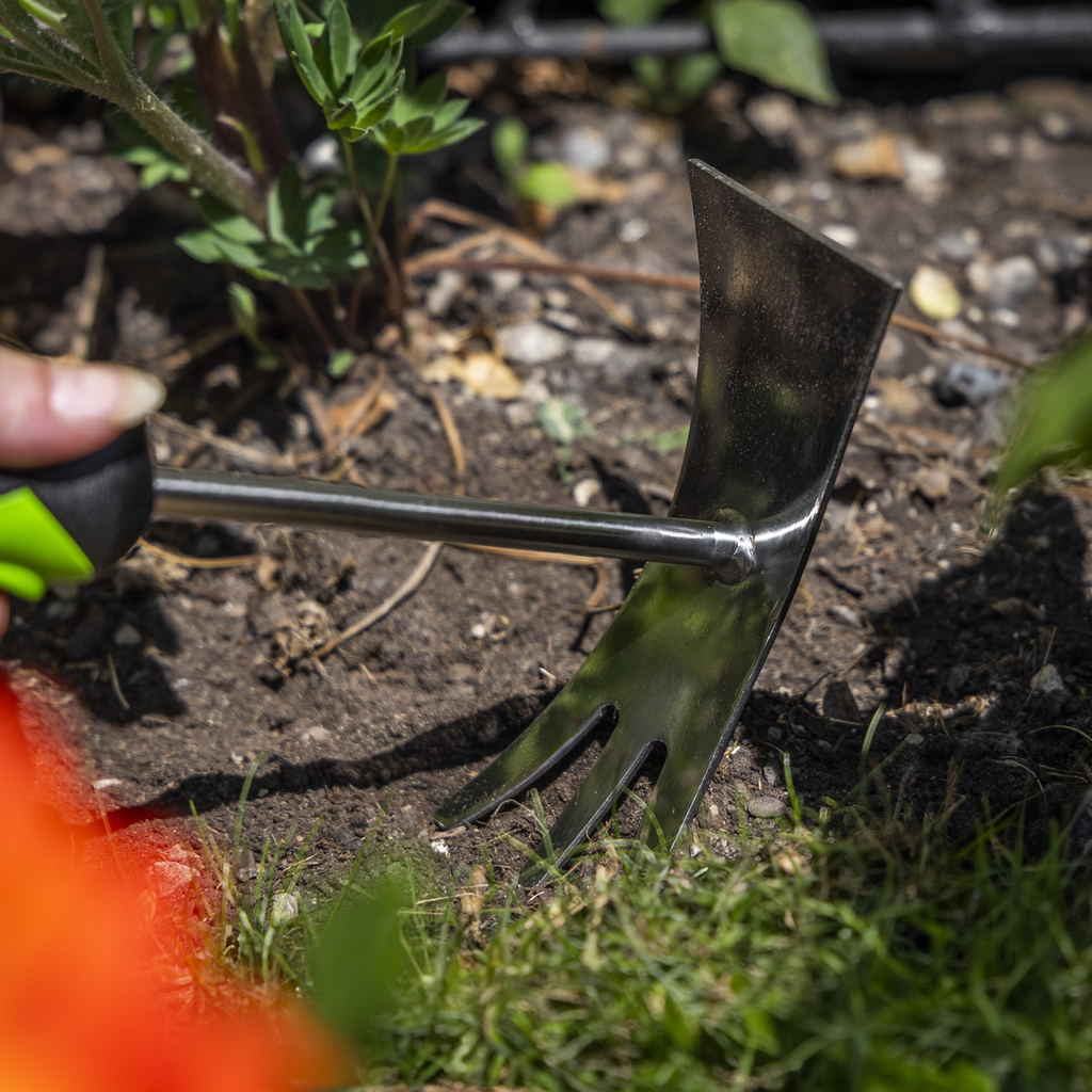 2-In-1 Garden Hand Tool with Soft Grip Handle & Stainless Steel Tines/Blade GTSG022