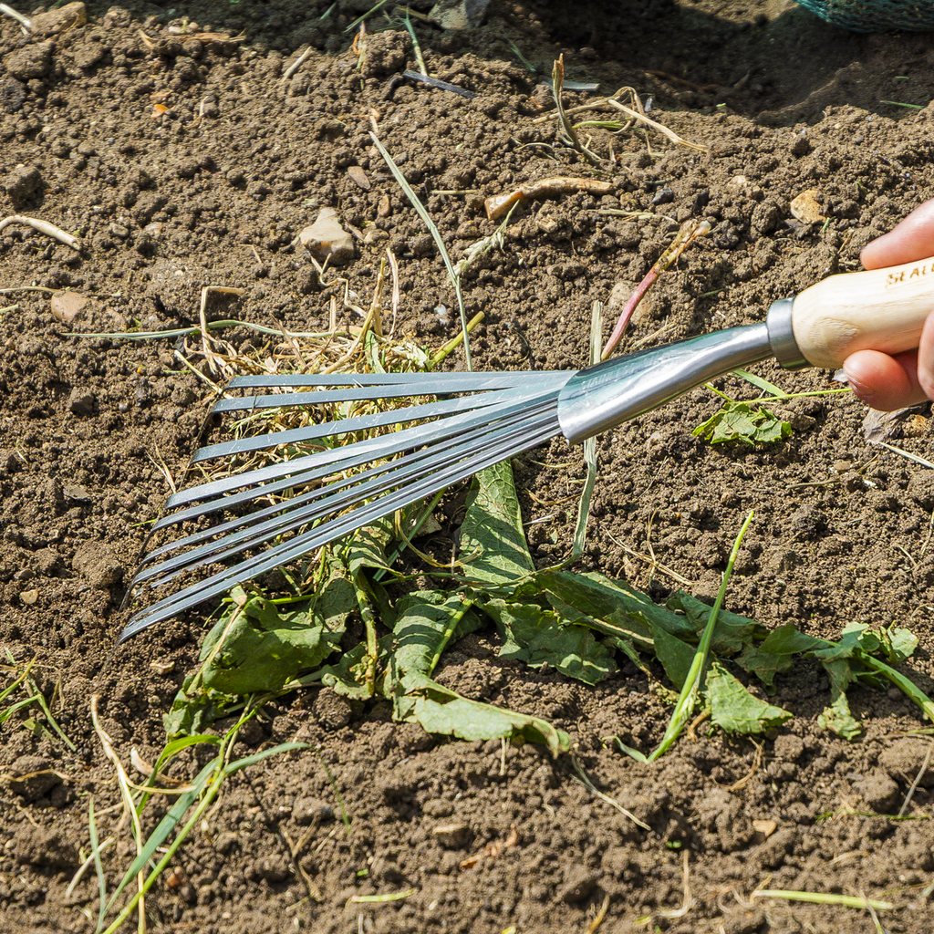 Leaf Hand Rake with Ash Handle & Stainless Steel Tines GTWH001