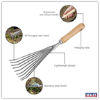 Leaf Hand Rake with Ash Handle & Stainless Steel Tines GTWH001