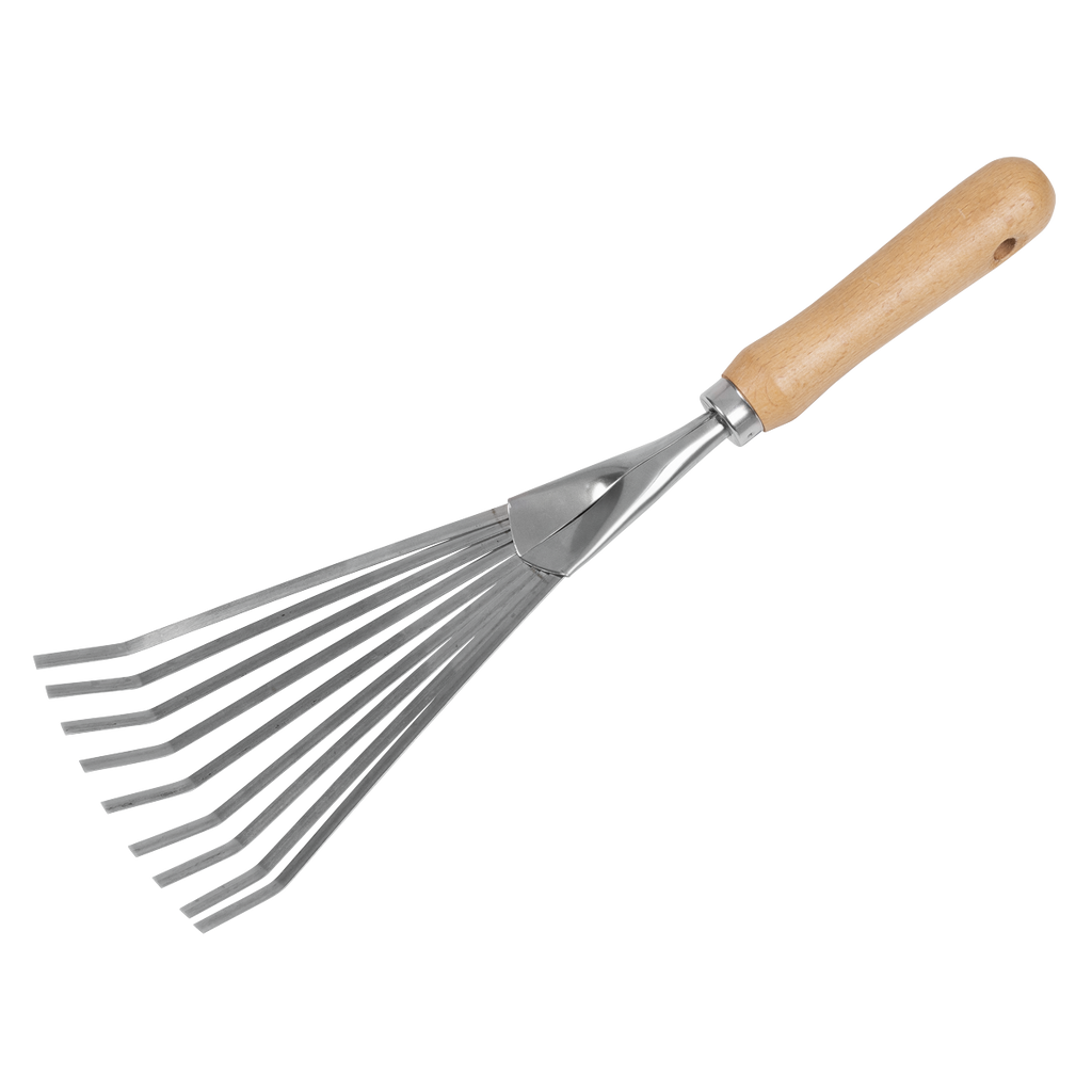 Leaf Hand Rake with Ash Handle & Stainless Steel Tines GTWH001