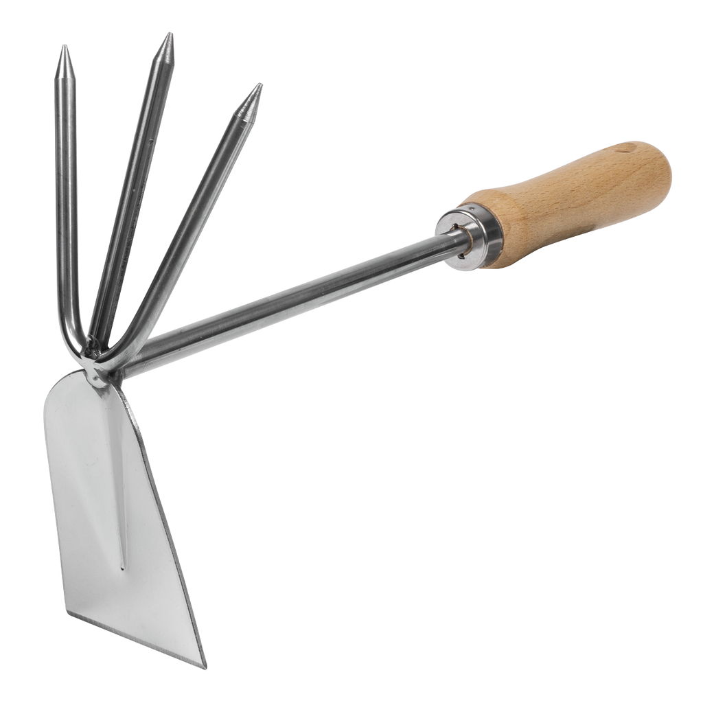 2-in-1 Hoe and Cultivator with Ash Handle & Stainless Steel Tines/Blade GTWH002