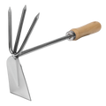 2-in-1 Hoe and Cultivator with Ash Handle & Stainless Steel Tines/Blade GTWH002