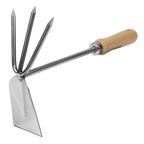 2-in-1 Hoe and Cultivator with Ash Handle & Stainless Steel Tines/Blade GTWH002