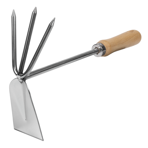 2-in-1 Hoe and Cultivator with Ash Handle & Stainless Steel Tines/Blade GTWH002