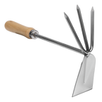 2-in-1 Hoe and Cultivator with Ash Handle & Stainless Steel Tines/Blade GTWH002