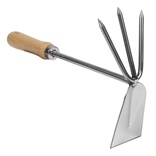 2-in-1 Hoe and Cultivator with Ash Handle & Stainless Steel Tines/Blade GTWH002