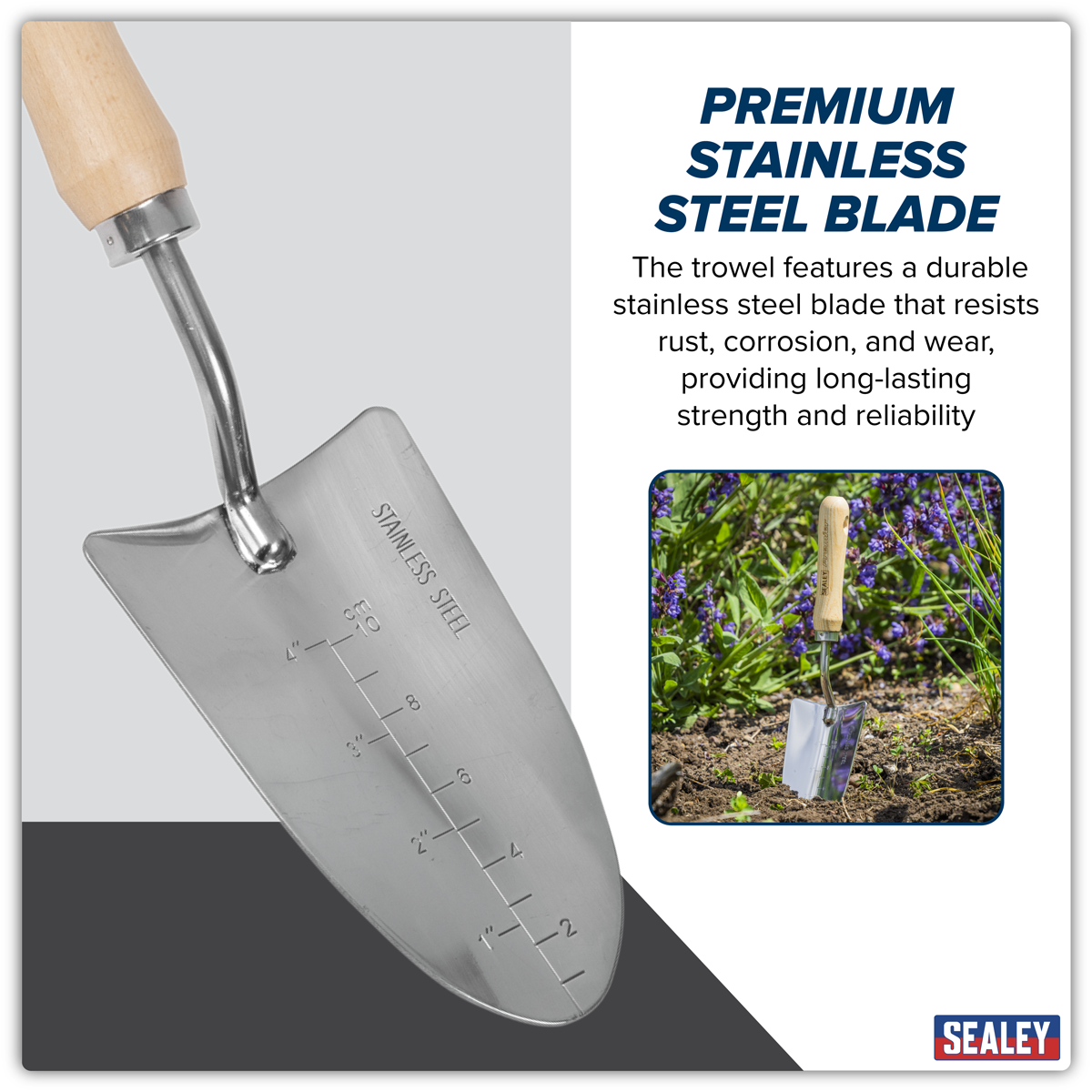 Hand Trowel with Ash Handle & Stainless Steel Blade GTWH003