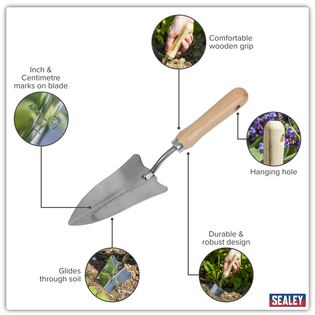 Slim Head Trowel with Ash Handle & Stainless Steel Blade GTWH004
