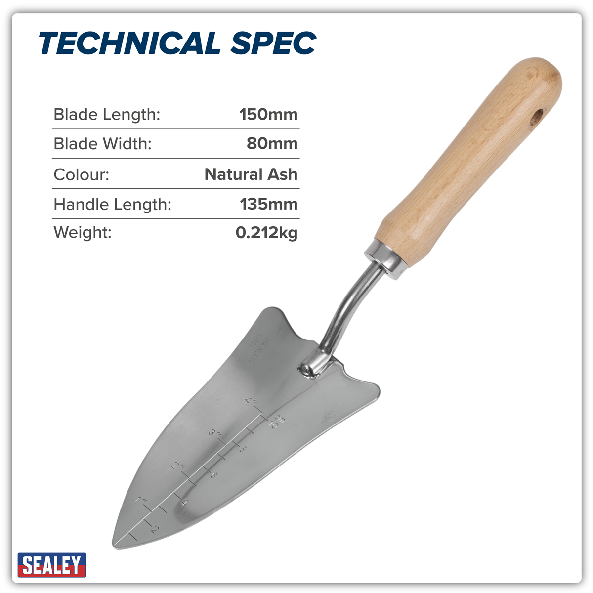 Slim Head Trowel with Ash Handle & Stainless Steel Blade GTWH004