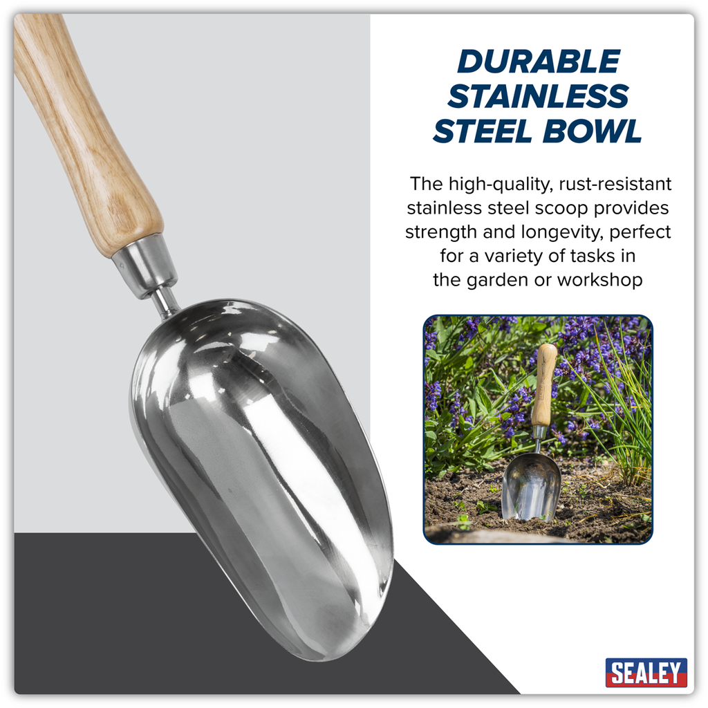Garden Scoop with Ash Handle & Stainless Steel Head GTWH006