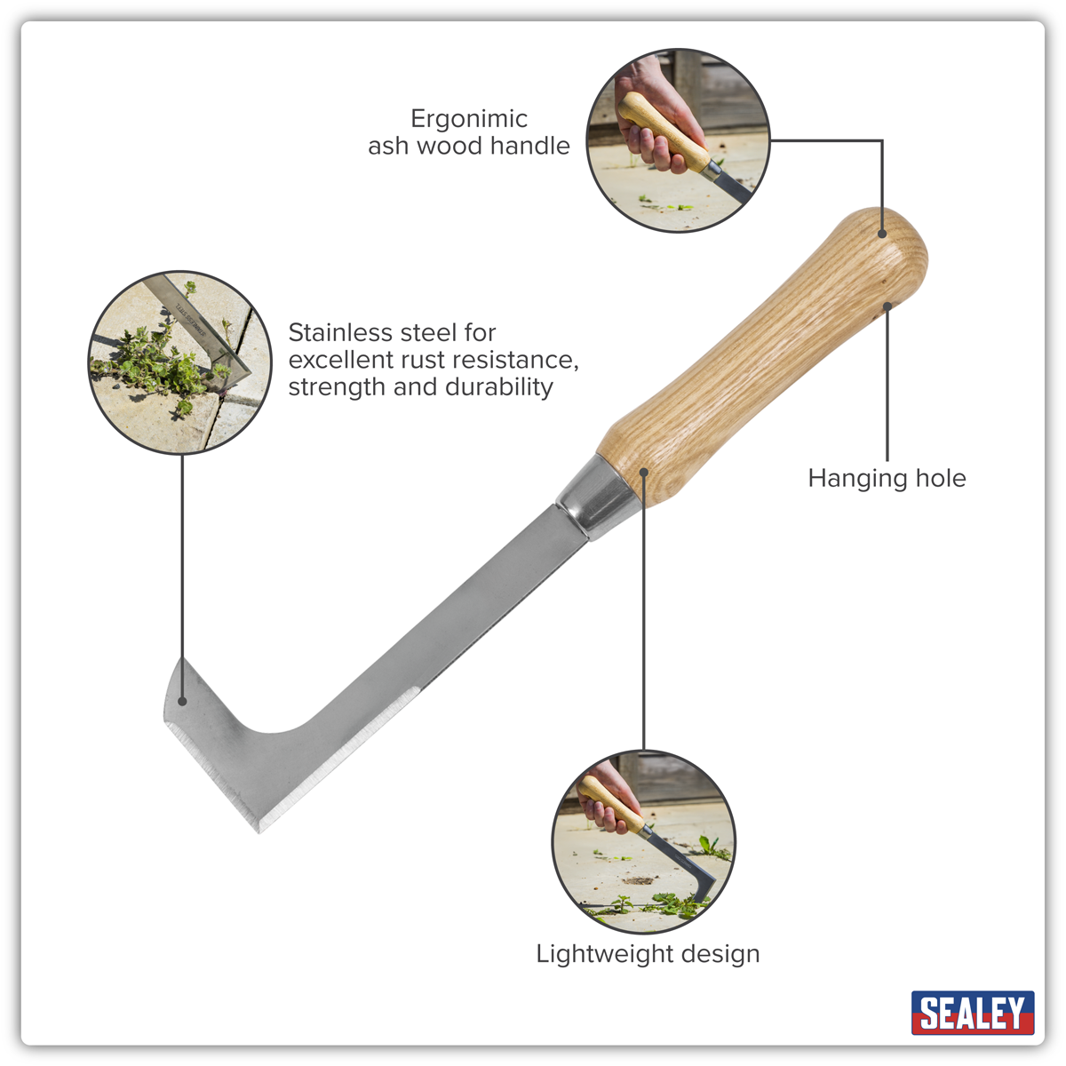 Weeding Knife with Ash Handle & Stainless Steel Blade GTWH009