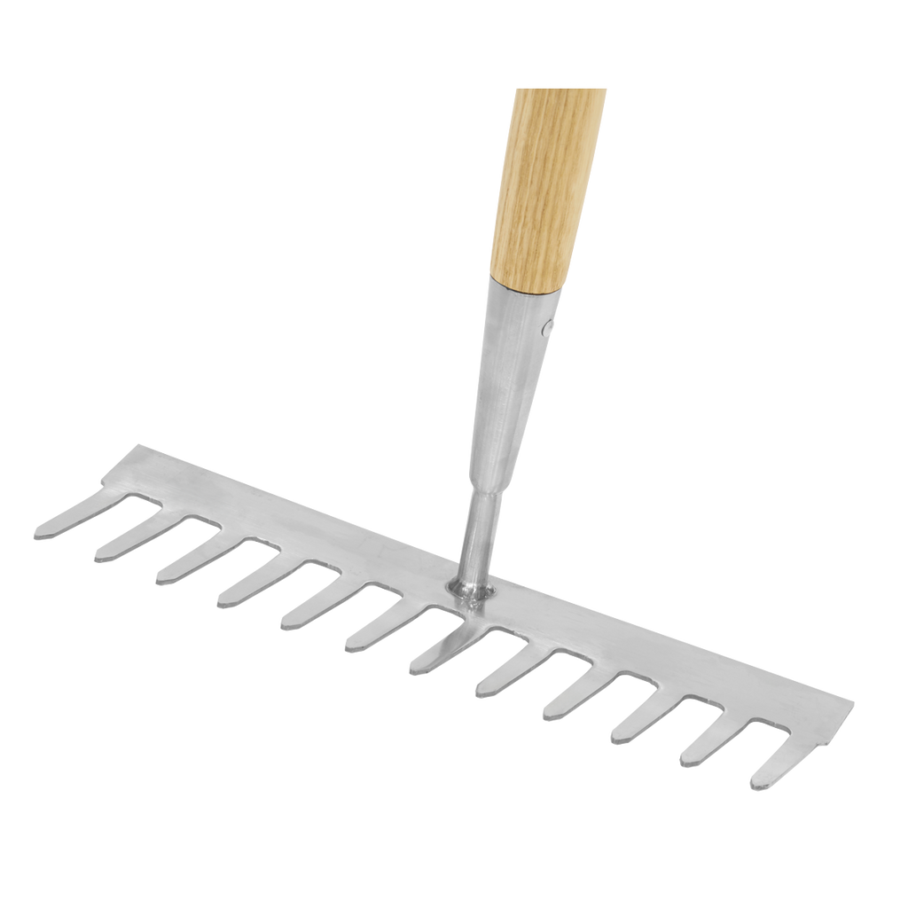 Garden Rake with Long Ash Handle & Stainless Steel Tines GTWH011