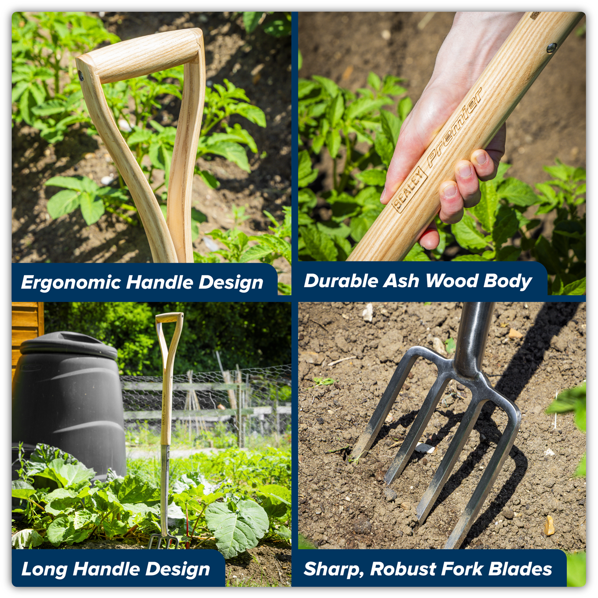 Digging Fork with Ash Y Handle & Stainless Steel Tines GTWH016