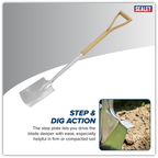 Border Spade with Ash Y Handle & Stainless Steel Blade GTWH017