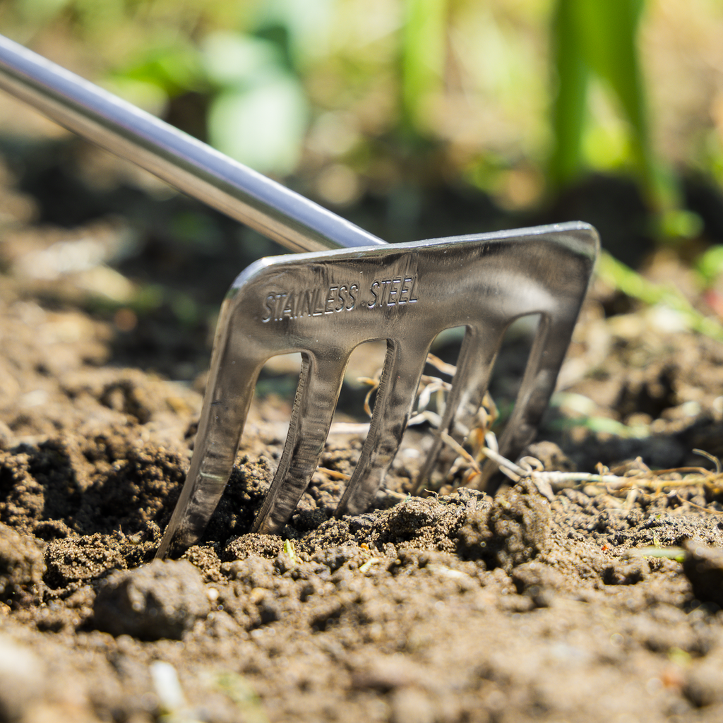 Garden Hand Rake with Short Ash Handle & Stainless Steel Tines GTWH020