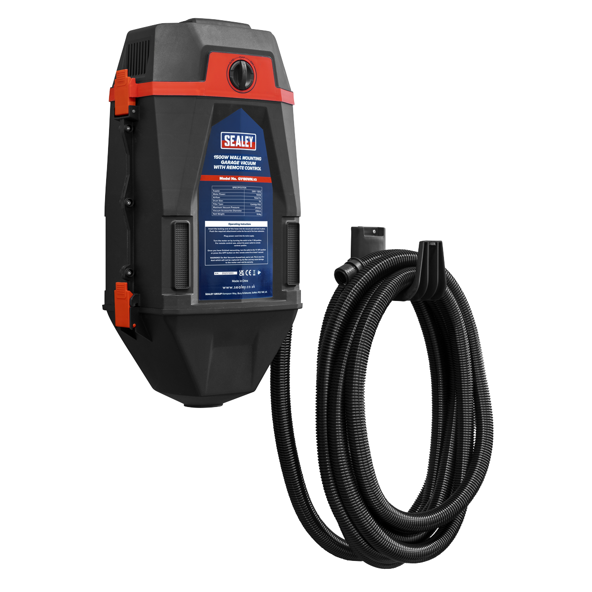 Wall Mounting Garage Vacuum with Remote Control 1200W/230V GV180WM