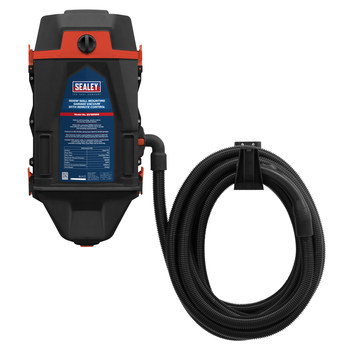 Wall Mounting Garage Vacuum with Remote Control 1200W/230V GV180WM