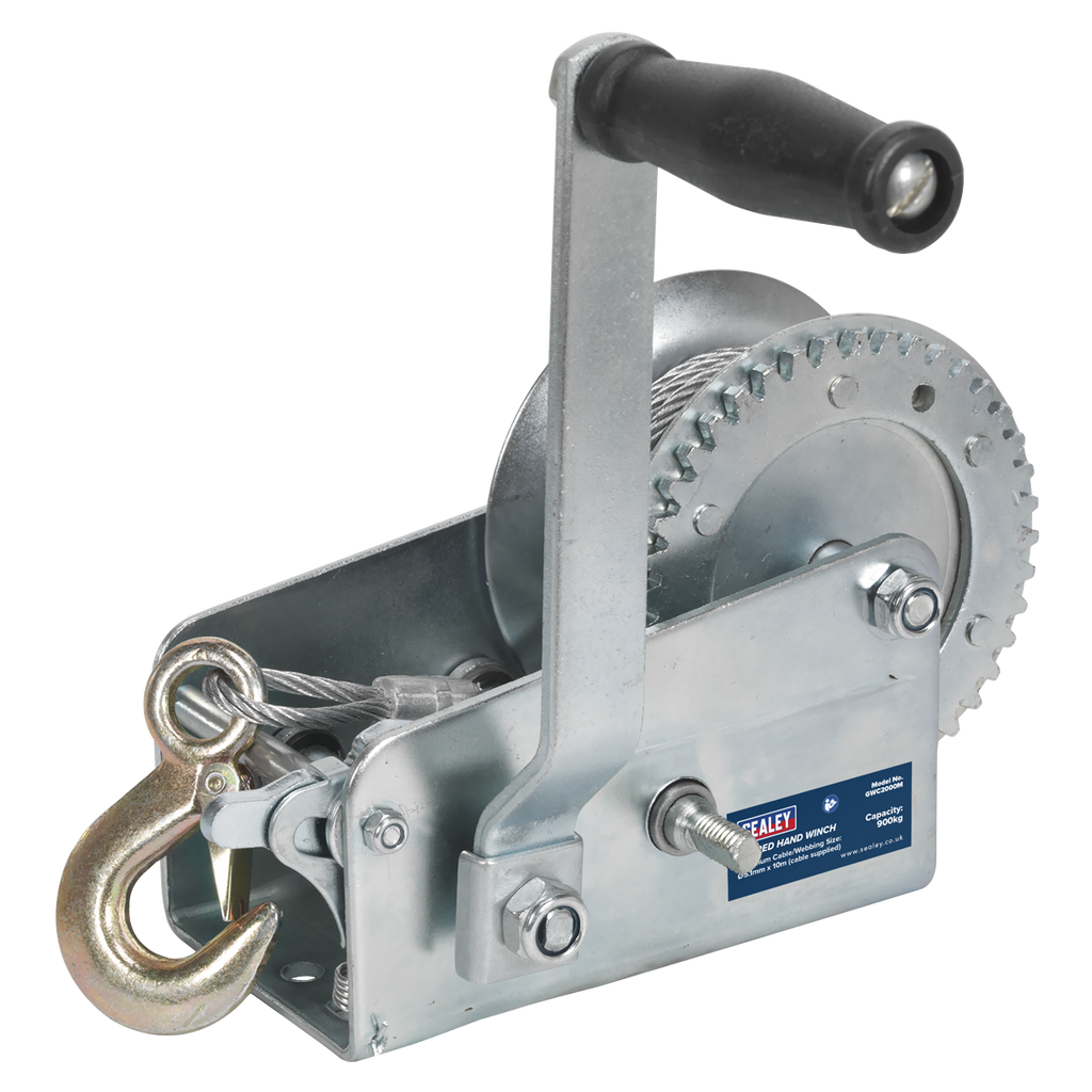Geared Hand Winch with Cable 900kg Capacity GWC2000M