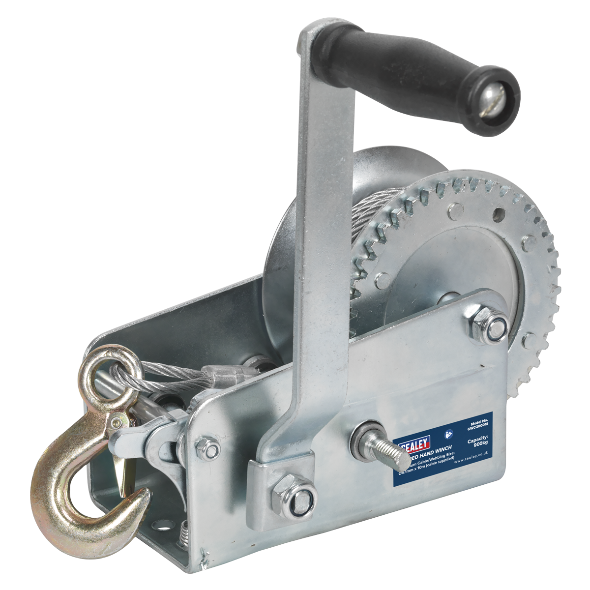Geared Hand Winch with Cable 900kg Capacity GWC2000M