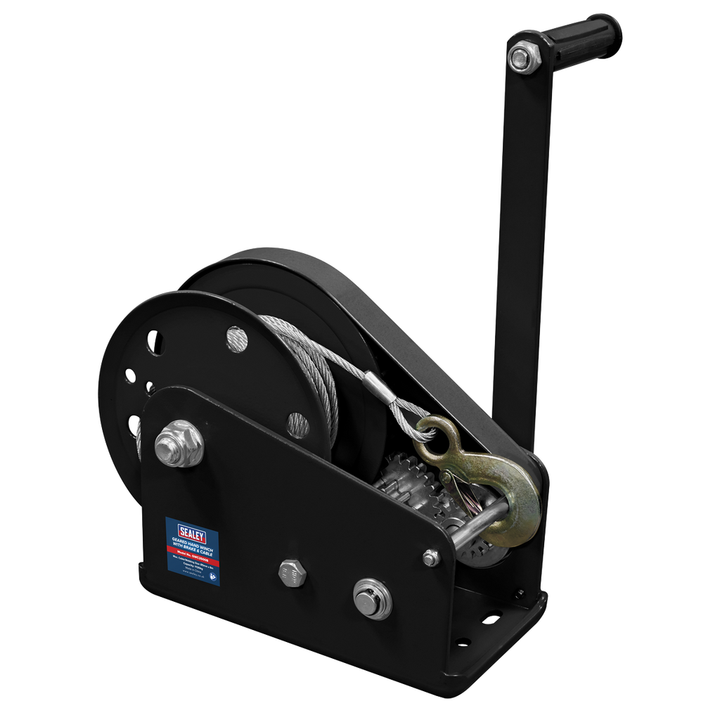 Geared Hand Winch with Brake & Cable 1130kg Capacity GWC2500B