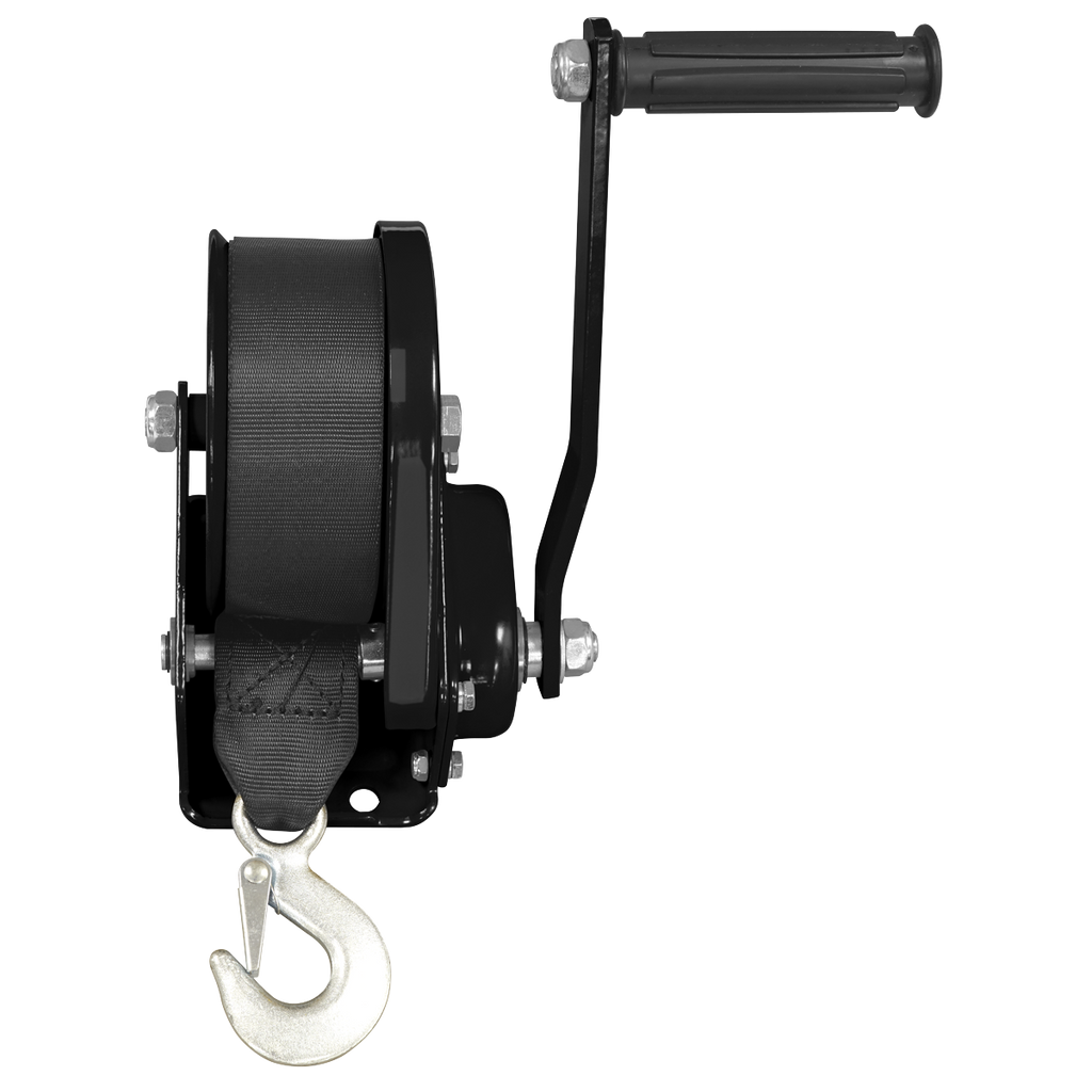 Geared Hand Winch with Brake & Webbing 540kg Capacity GWW1200B