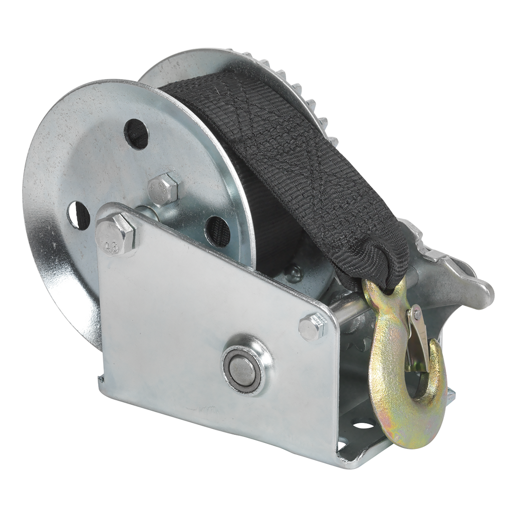 Geared Hand Winch with Webbing Strap 540kg Capacity GWW1200M