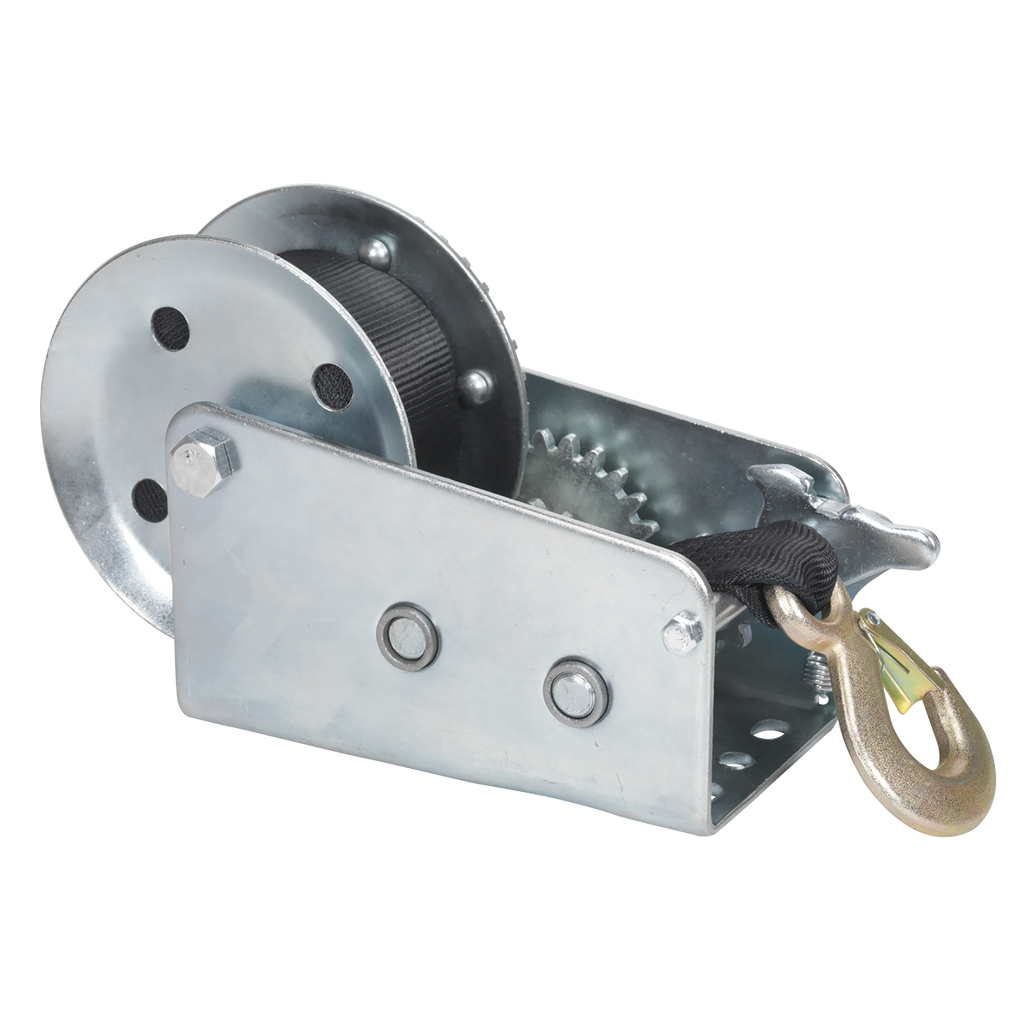 Geared Hand Winch with Webbing Strap 900kg Capacity GWW2000M