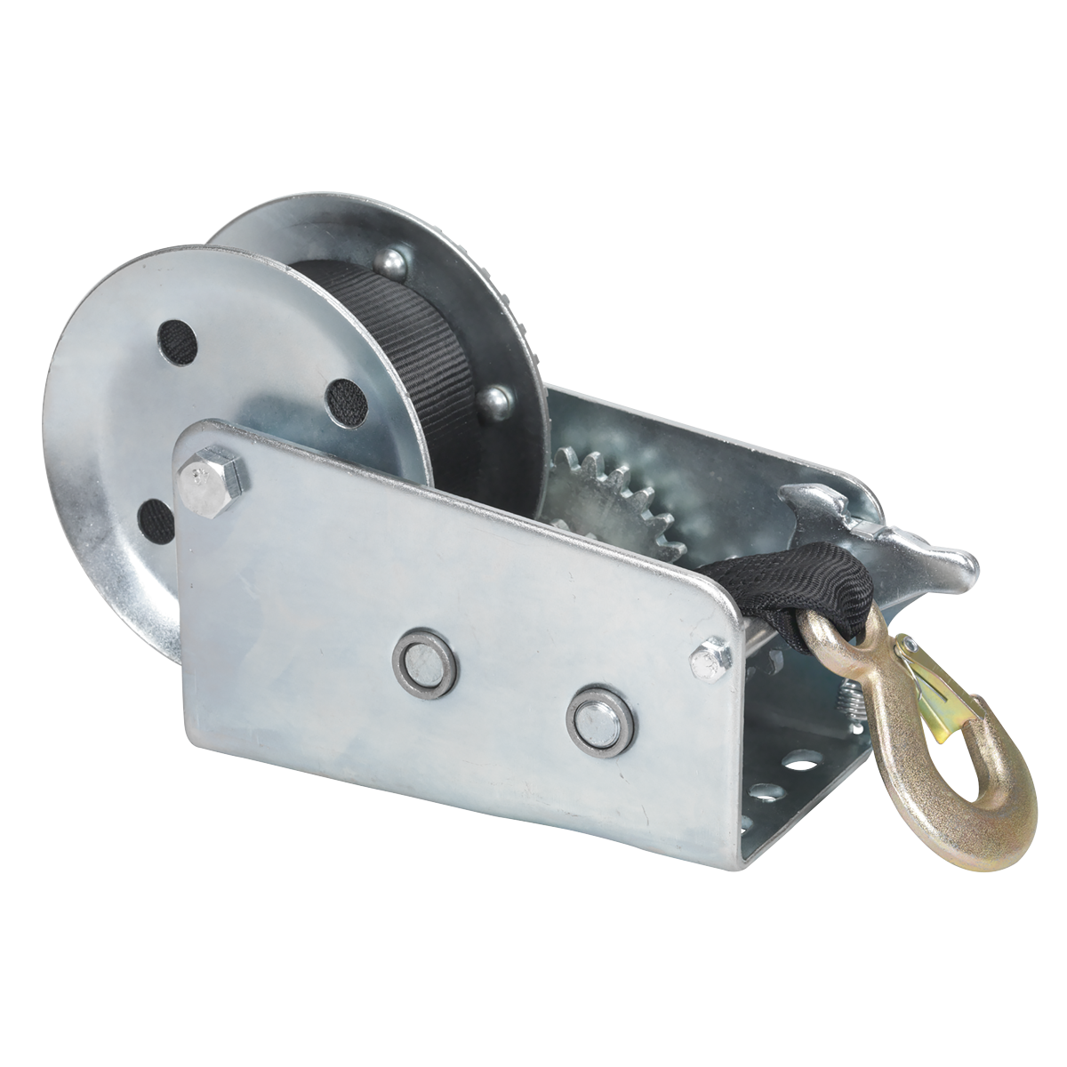 Geared Hand Winch with Webbing Strap 900kg Capacity GWW2000M