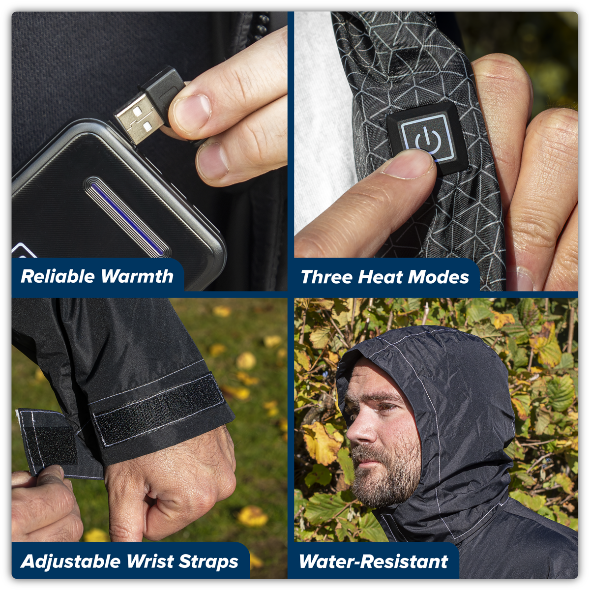 5V Heated Rain Jacket with Power Bank 20Ah - Large HJ07KIT