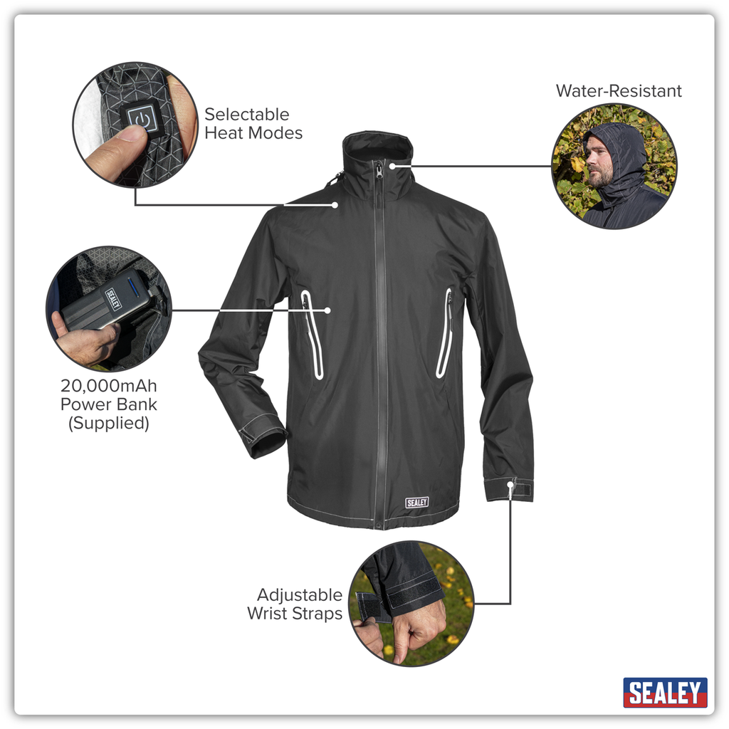 5V Heated Rain Jacket with Power Bank 20Ah - X-Large HJ08KIT