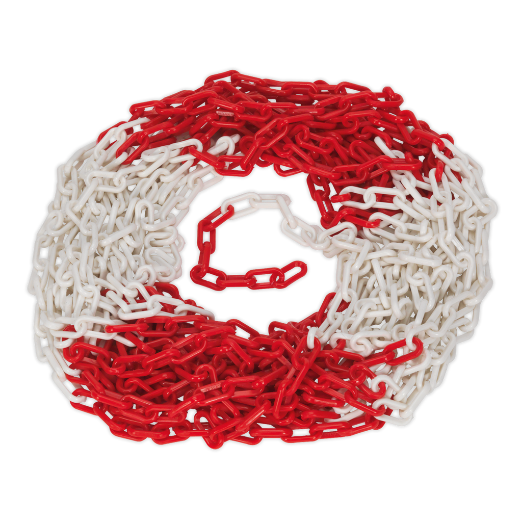 Plastic Chain 25m x 6mm - Red/White HSC25M
