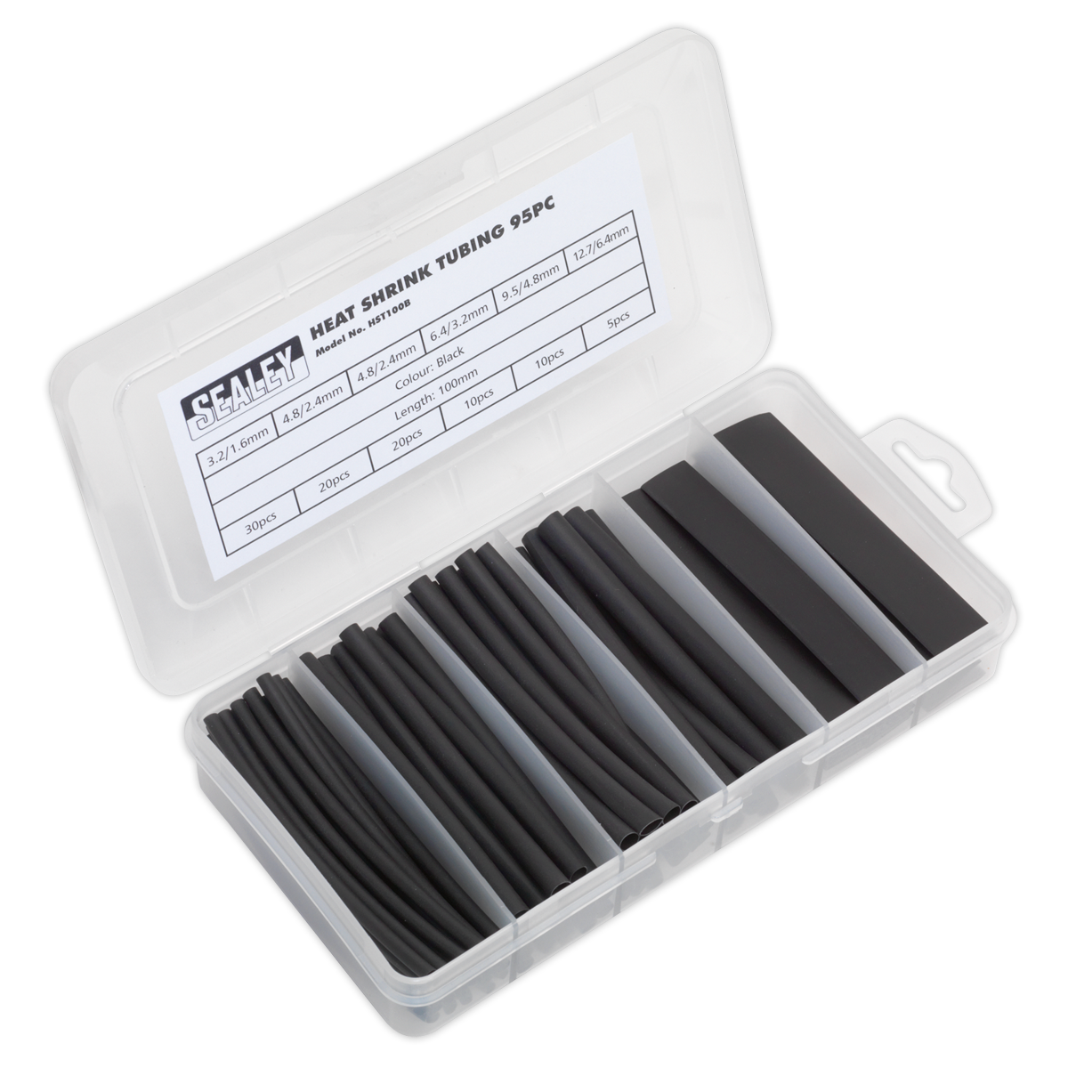 Heat Shrink Tubing Assortment 100mm 95pc - Black HST100B
