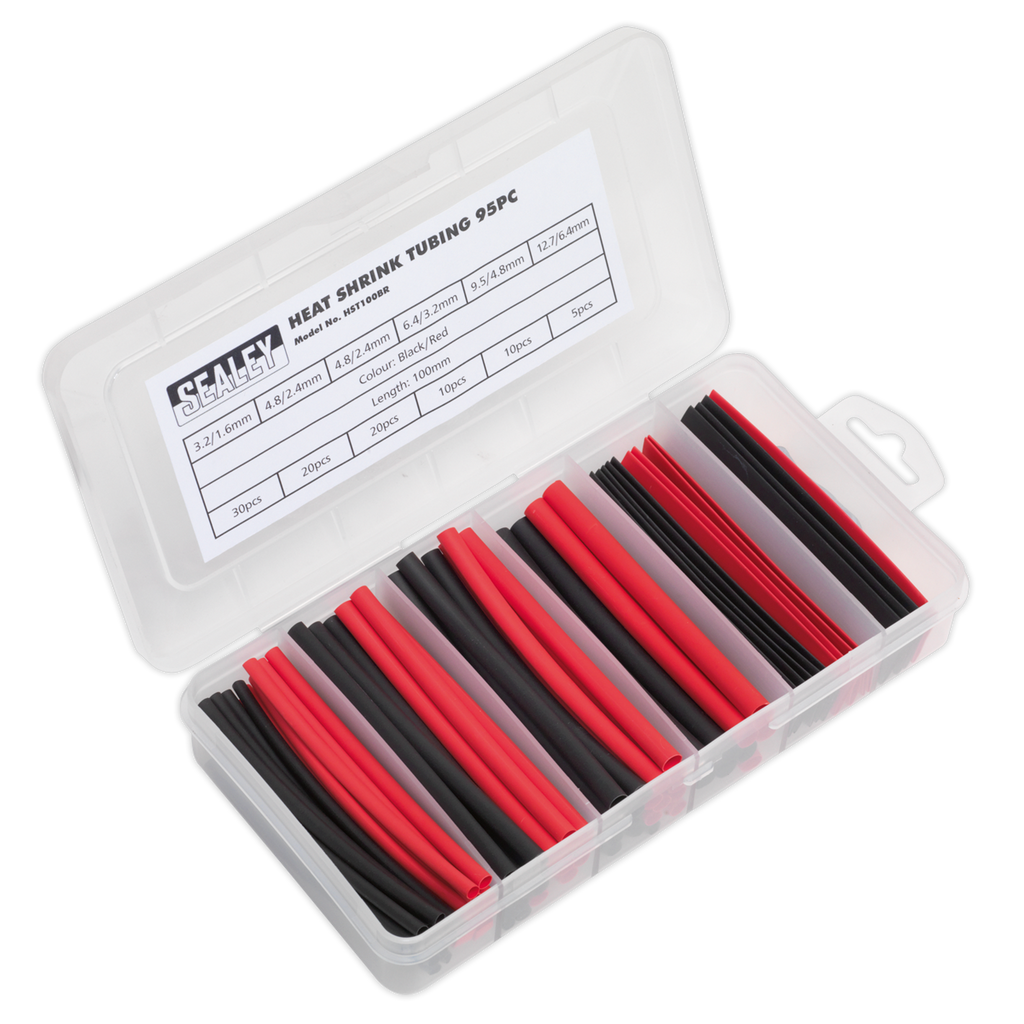 Heat Shrink Tubing Assortment 100mm 95pc - Black & Red HST100BR